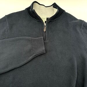 LL Bean Mens 1/4 Zip Long Sleeve Pullover Knit Sweater XL -Tall Dark Blue 287737